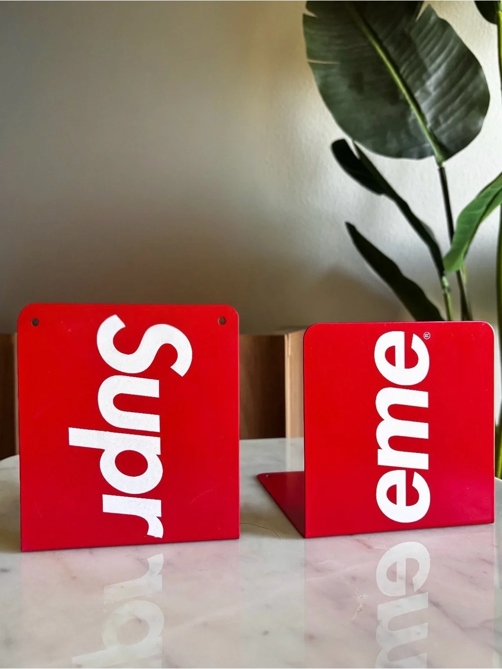 Supreme Red Metal Bookends – Set of 2